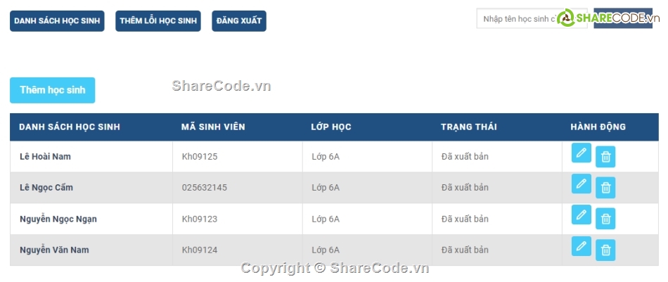 code quản lý học sinh,hệ thống quản lý,full code quản lý học sinh