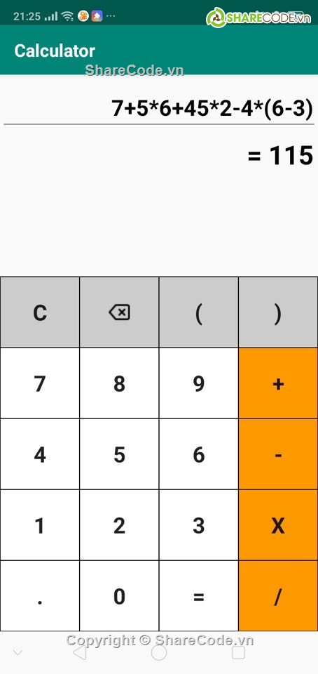 Calculator Android,code máy tính,máy tính bỏ túi