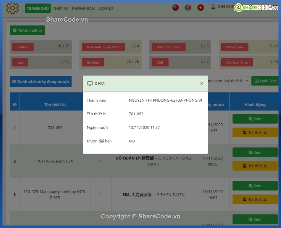 phan mem cho muon thiet bi,muon thiet bi,quan ly thiet bi,quan ly phong ban