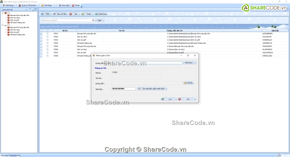 Tạo mật khẩu,file dữ liệu,quản lý file,code quản lý file,file,lý