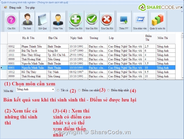 Trắc nghiệm,phân mềm quản lý,thi trắc nghiệm,code thi trắc nghiệm,quản lý và thi trác nghiệm,quản lý học sinh