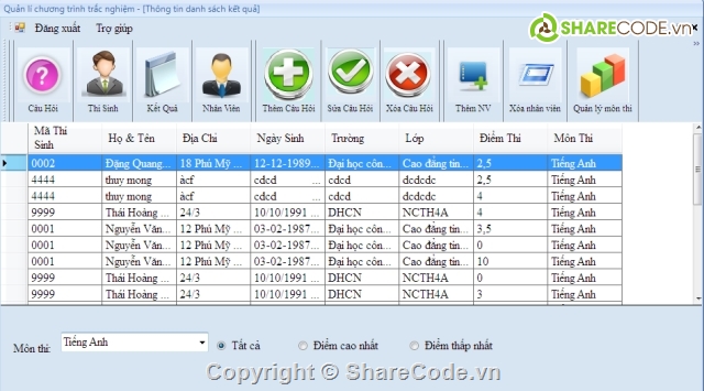 Trắc nghiệm,phân mềm quản lý,thi trắc nghiệm,code thi trắc nghiệm,quản lý và thi trác nghiệm,quản lý học sinh