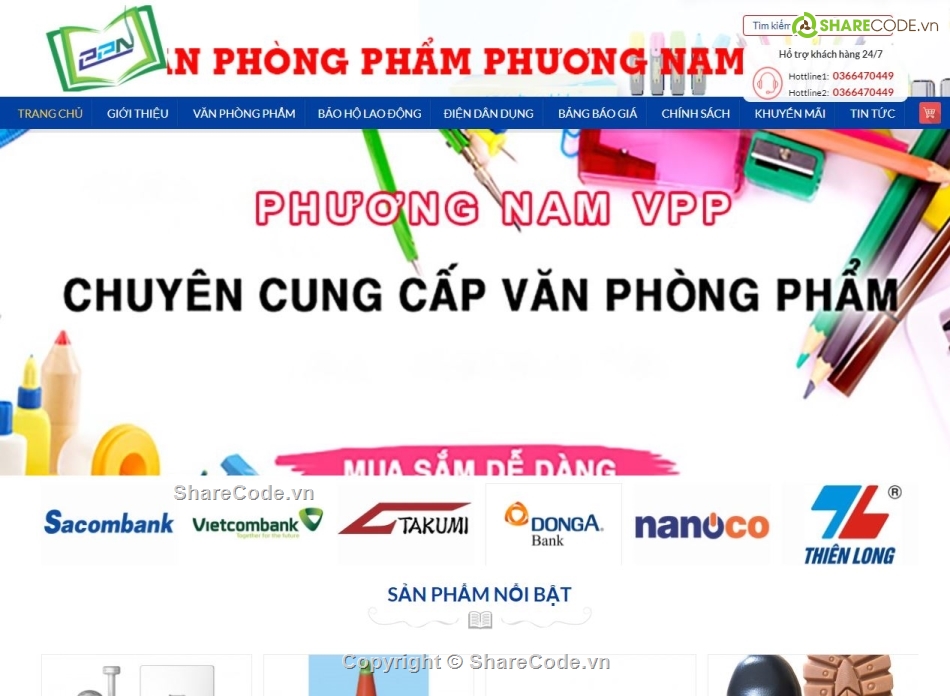 web văn phòng phẩm,website cửa hàng văn phòng phẩm,website bán dụng cụ văn phòng,website tích hợp giỏ hàng thanh toán,full code website php