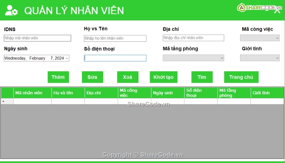 Full code Quản lý nhân viên C#,Quản lý nhân viên C#,Quản lý nhân viên