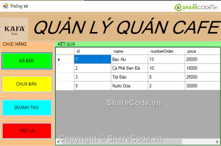 WCF,Quản Lý Quán Cafee,c# quản lý quán cafe