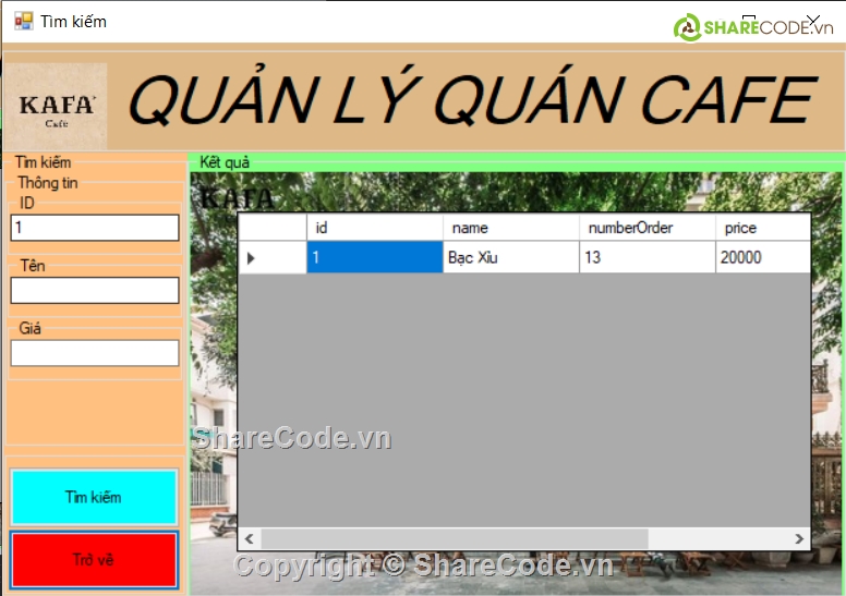 WCF,Quản Lý Quán Cafee,c# quản lý quán cafe