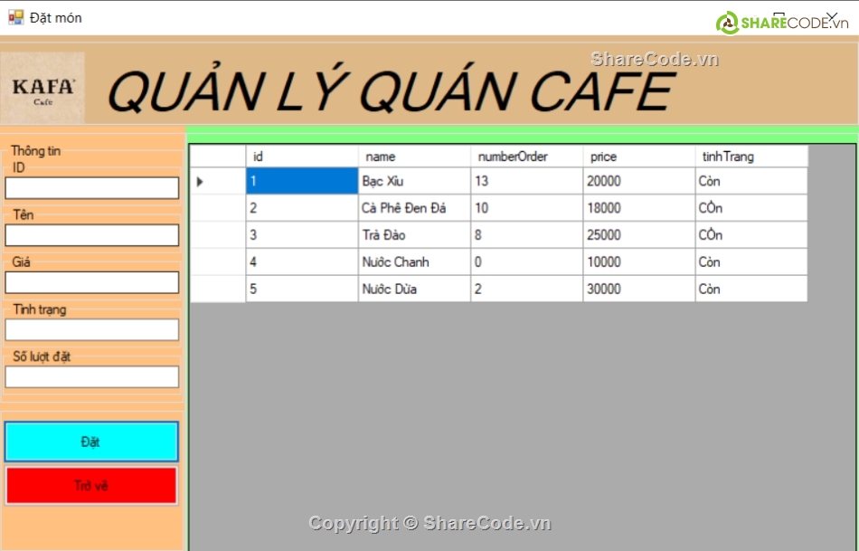 WCF,Quản Lý Quán Cafee,c# quản lý quán cafe