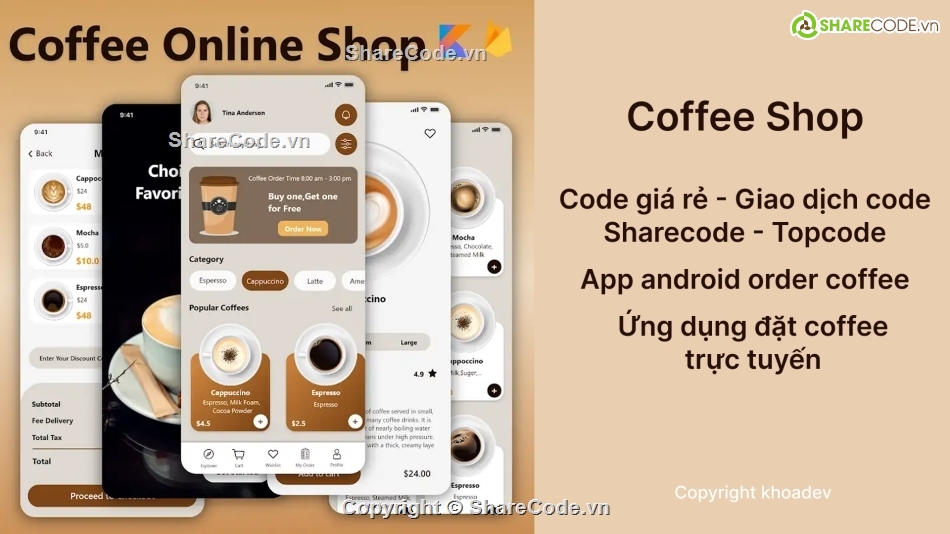 app Kotlin,ứng dụng coffee,đồ án mobile app,ứng dụng firebase,ứng dụng cà phê,code ứng dụng