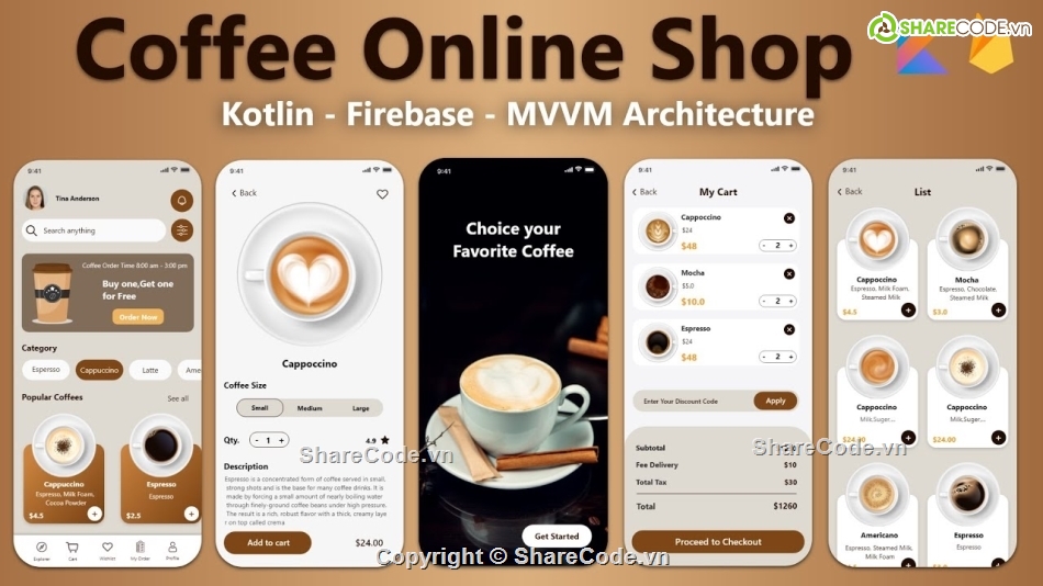 app Kotlin,ứng dụng coffee,đồ án mobile app,ứng dụng firebase,ứng dụng cà phê,code ứng dụng