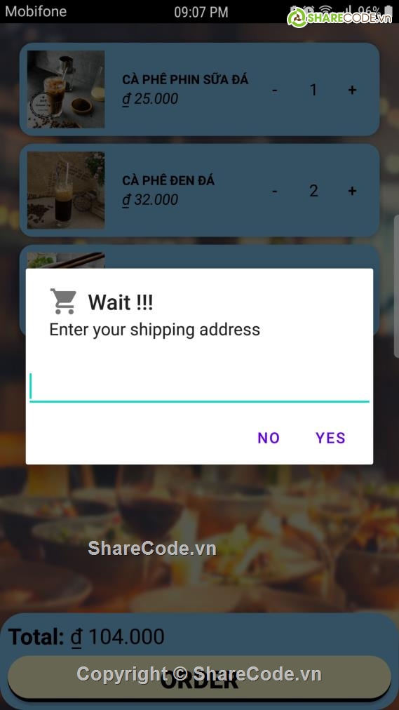 ứng dụng gọi món ăn,Ứng dụng order coffee,Code order coffee,ứng dụng android,full code