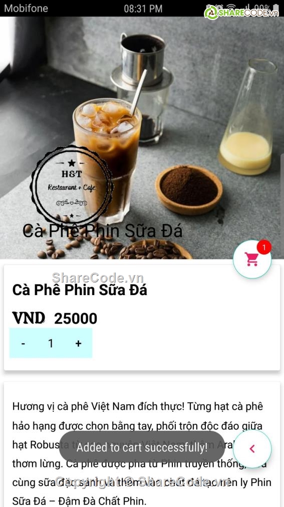 ứng dụng gọi món ăn,Ứng dụng order coffee,Code order coffee,ứng dụng android,full code