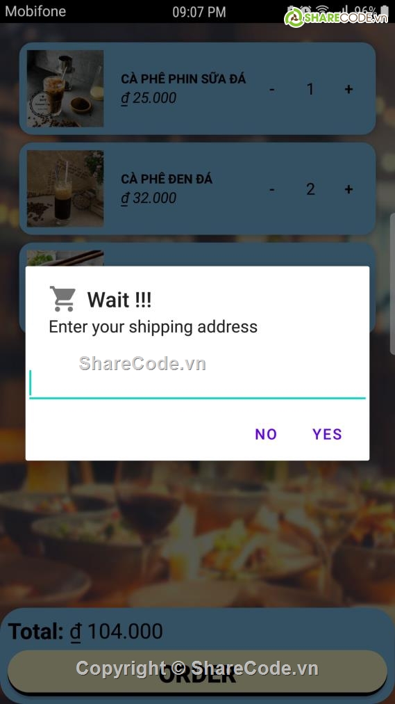 ứng dụng gọi món ăn,Ứng dụng order coffee,Code order coffee,ứng dụng android,full code
