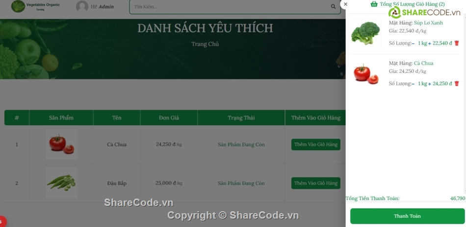 App Android bán thực phẩm,code Java bán thực phẩm,App hệ thống Vegetable