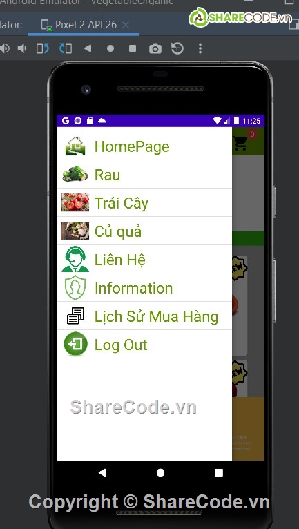 App Android bán thực phẩm,code Java bán thực phẩm,App hệ thống Vegetable