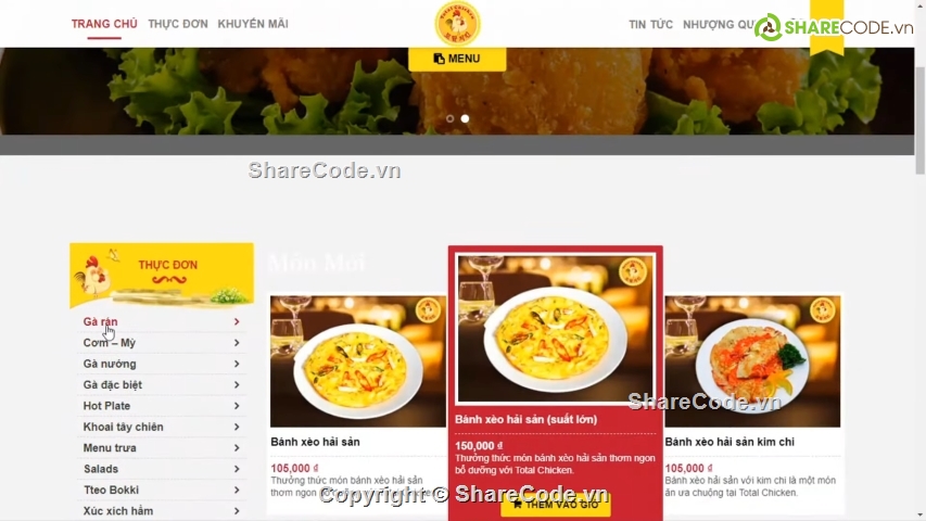 web nhà hàng Total Chicken,code web nhà hàng gà rán,Theme nhà hàng gà rán,Full code website cửa hàng