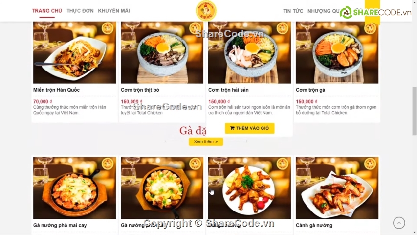 web nhà hàng Total Chicken,code web nhà hàng gà rán,Theme nhà hàng gà rán,Full code website cửa hàng