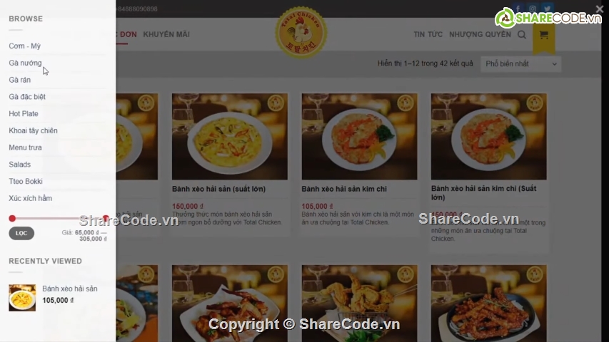 web nhà hàng Total Chicken,code web nhà hàng gà rán,Theme nhà hàng gà rán,Full code website cửa hàng