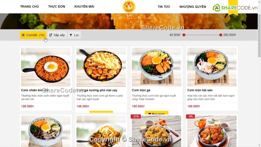 web nhà hàng Total Chicken,code web nhà hàng gà rán,Theme nhà hàng gà rán,Full code website cửa hàng