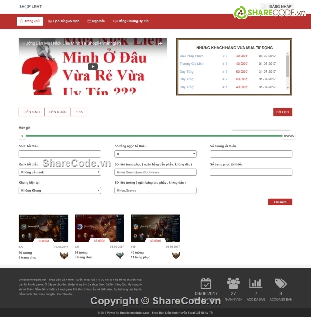 code shop lol,code bán nick tự động,code bán acc liên minh,code shop liên minh,code shop cf,web nick tự động