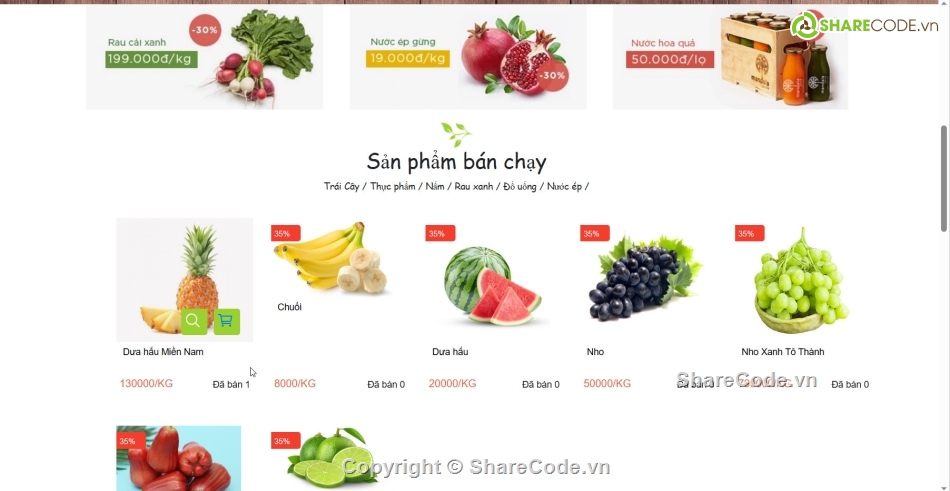 web thương mại điện tử,code web bán rau,code web bán rau củ quả,code web bán thực phẩm