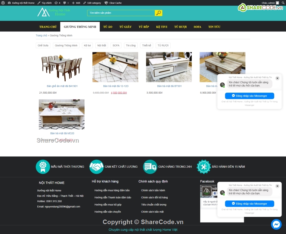 website nội thất,bán website,wordpress,bàn ghế,giường tủ,sofa