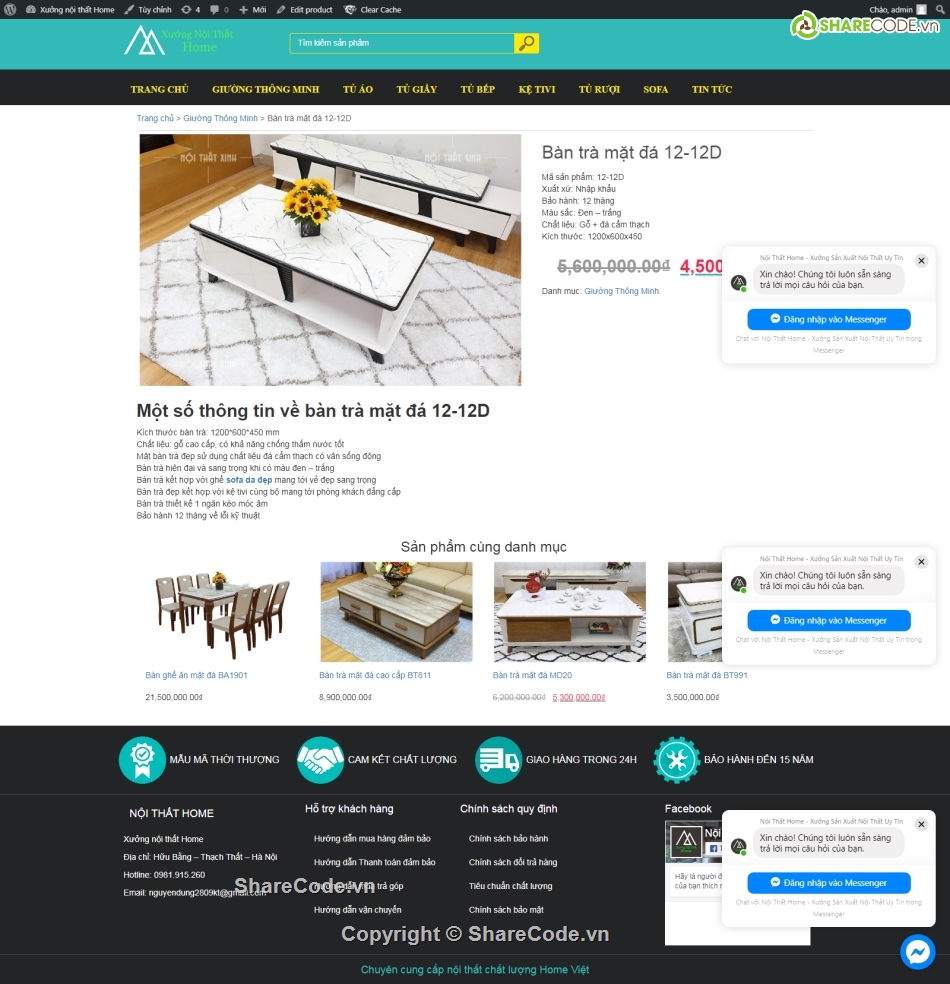 website nội thất,bán website,wordpress,bàn ghế,giường tủ,sofa