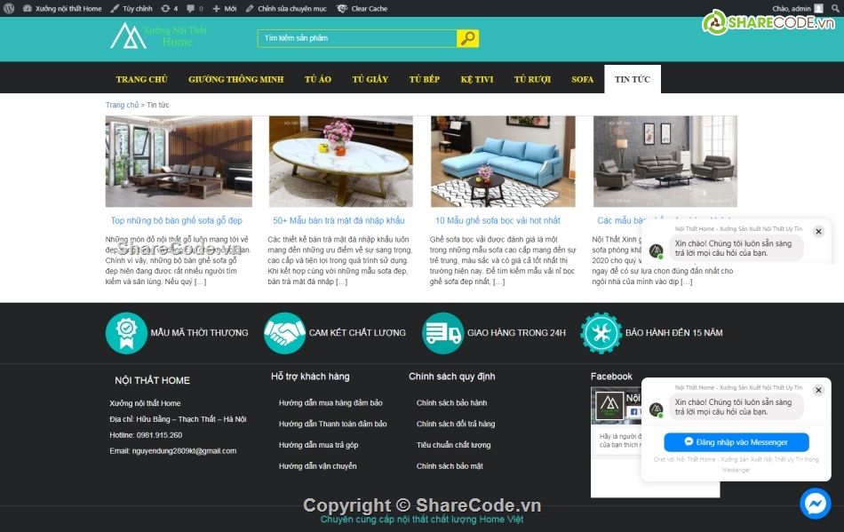 website nội thất,bán website,wordpress,bàn ghế,giường tủ,sofa