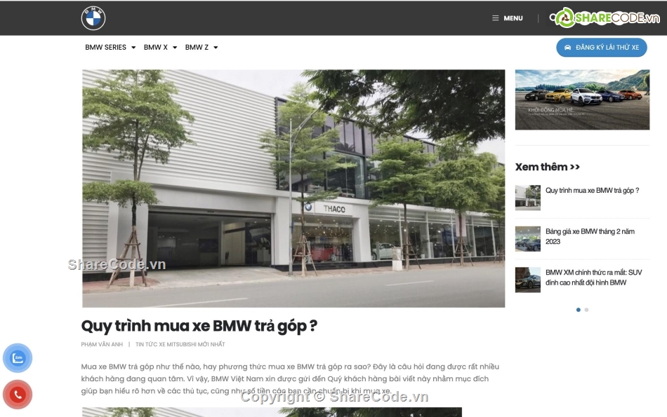 website bán hàng,website ô tô,website ô tô bmw,web ô tô,mẫu website ô tô,website bán hàng ô tô BMW