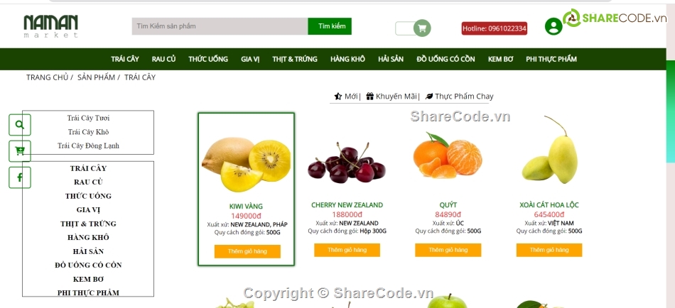 Code website bán  trái cây,Full code website bán trái cây,template website rau củ quả