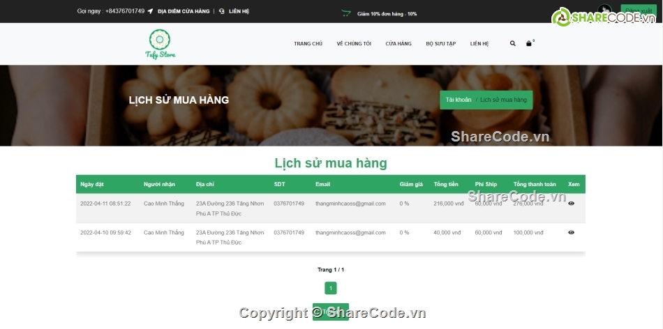 Website bán hàng,Website bán hàng PHP MySQL,Code website bán bánh kẹo