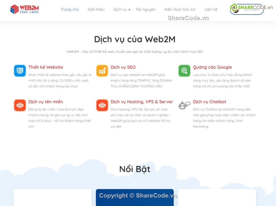 code web,website chuẩn SEO,hosting & domain,giao diện bán hosting