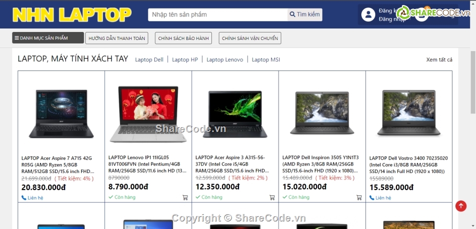 website bán máy tính,web phụ kiện laptop,code web bán laptop php,website bán laptop php,web bán hàng  php + mysql