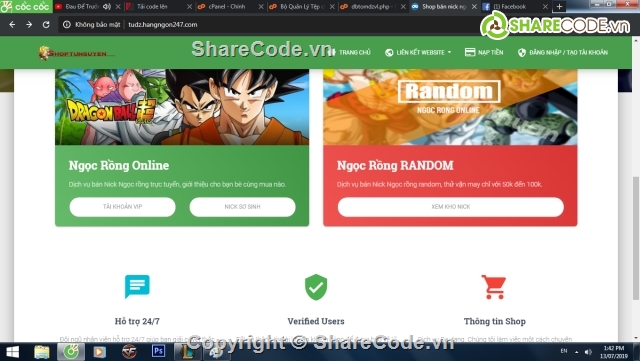 Share Code Web Game,Shop Bán Nick Game,Shop bán Nick ngọc rồng