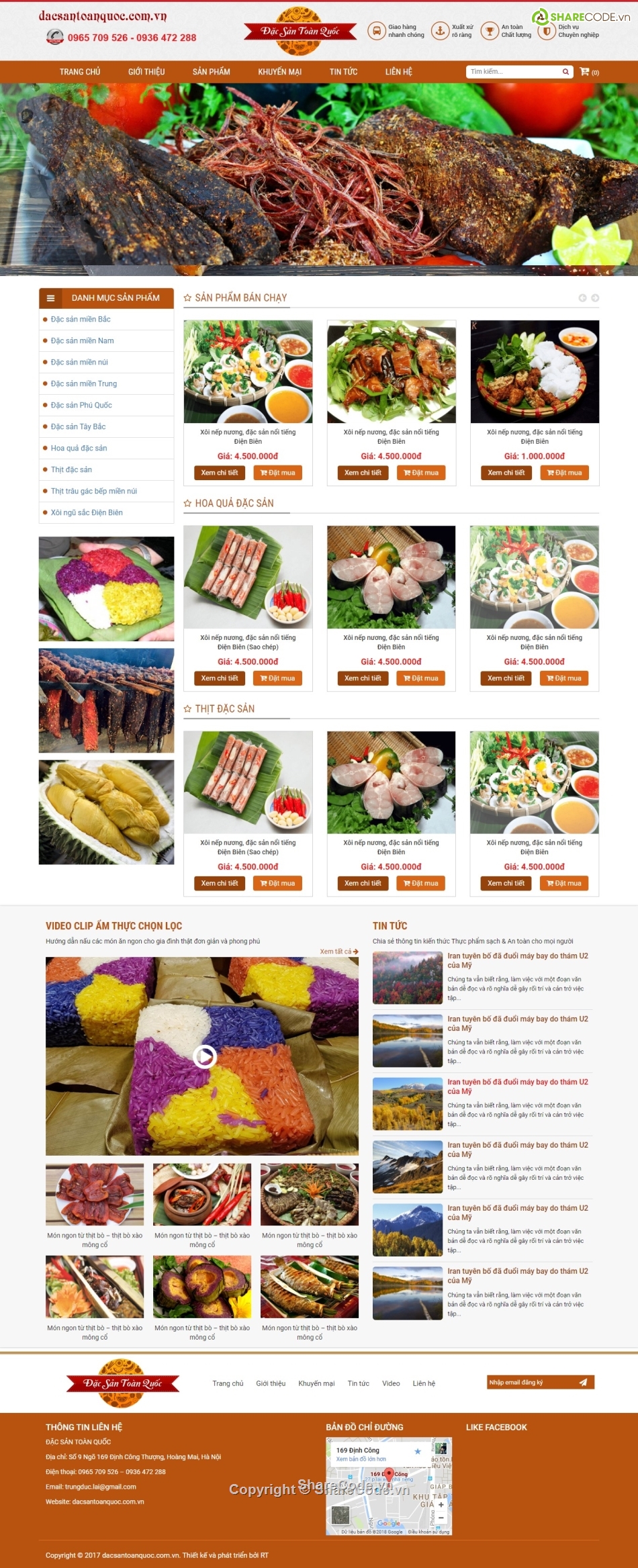 website đặc sản,code bán sản phẩm,website bán hàng,code web đặc sản