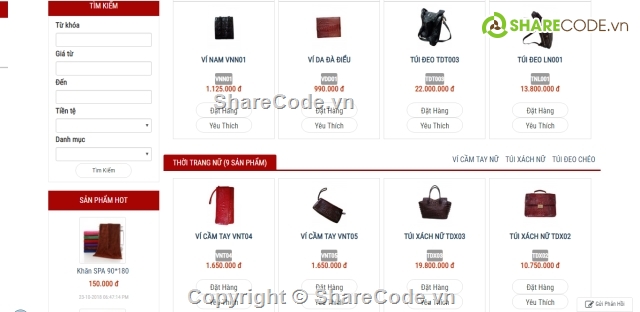 shop ví da,web shop thời trang,code php giao diện đẹp,website bán ví nam