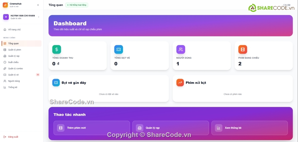nextjs,mongodb,website,hệ thống đặt vé,quản lý đặt vé xem phim,web đặt vé xem phim