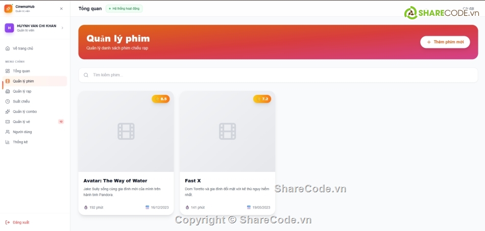 nextjs,mongodb,website,hệ thống đặt vé,quản lý đặt vé xem phim,web đặt vé xem phim