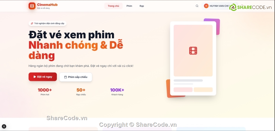 nextjs,mongodb,website,hệ thống đặt vé,quản lý đặt vé xem phim,web đặt vé xem phim