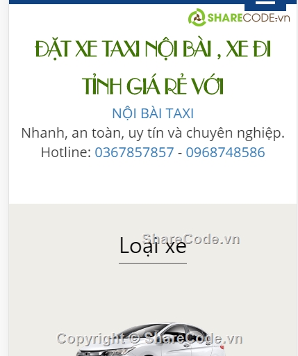 website taxi,web đặt xe,Code website đặt taxi nội bài