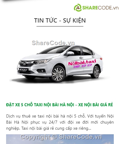 website taxi,web đặt xe,Code website đặt taxi nội bài