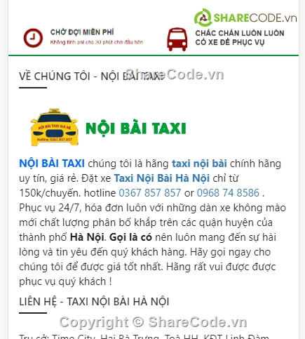 website taxi,web đặt xe,Code website đặt taxi nội bài