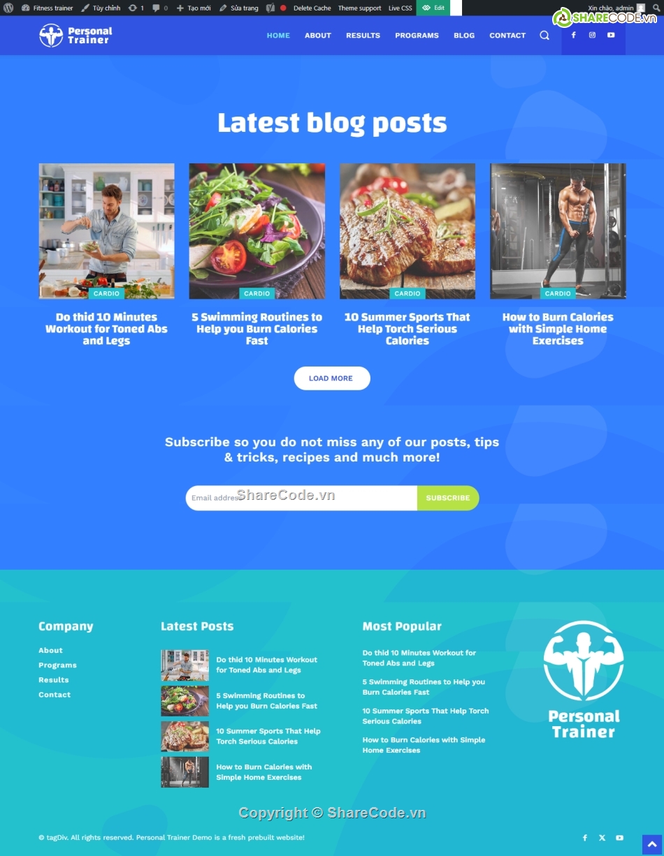 Code website gym,code web phòng tập,wordpress phòng tập