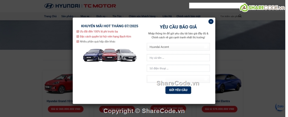 full code website kinh doanh ô tô Hyundai,source website ô tô hyundai,website bán xe ô tô Hyundai