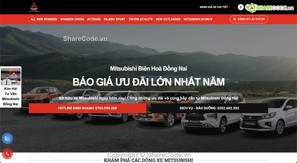 website ô tô mitsubishi,website bán hàng,website ô tô,code web oto mitsubishi