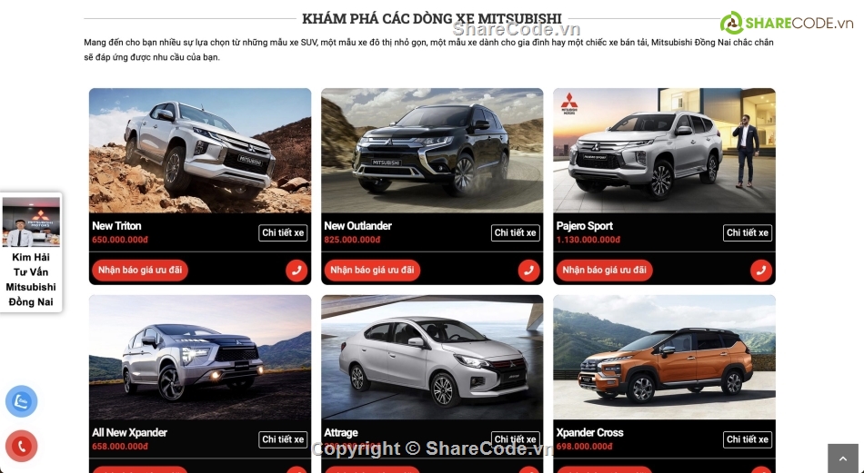 website ô tô mitsubishi,website bán hàng,website ô tô,code web oto mitsubishi