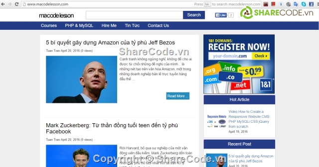 website php,share code chuẩn seo,responsive design,website tin tức,url than thien,web macodelesson