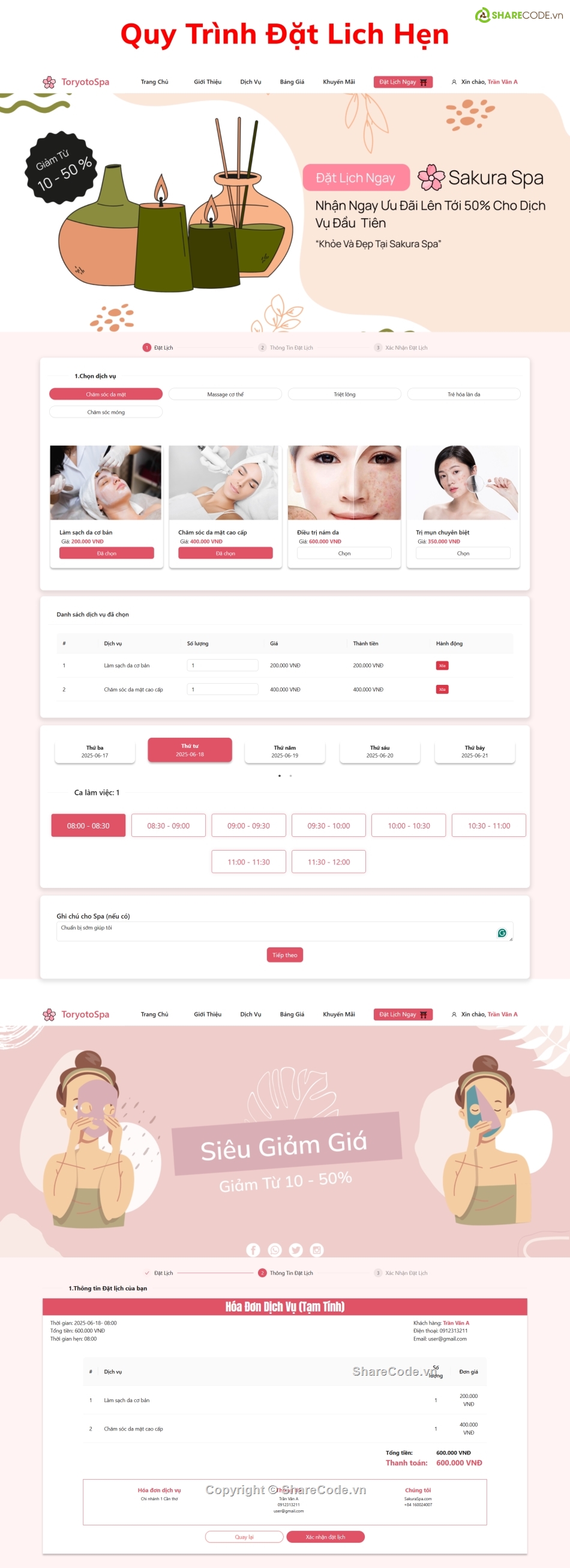 code dịch vụ spa,web spa,đồ án web laravel react,source code spa,sharecode spa,website spa
