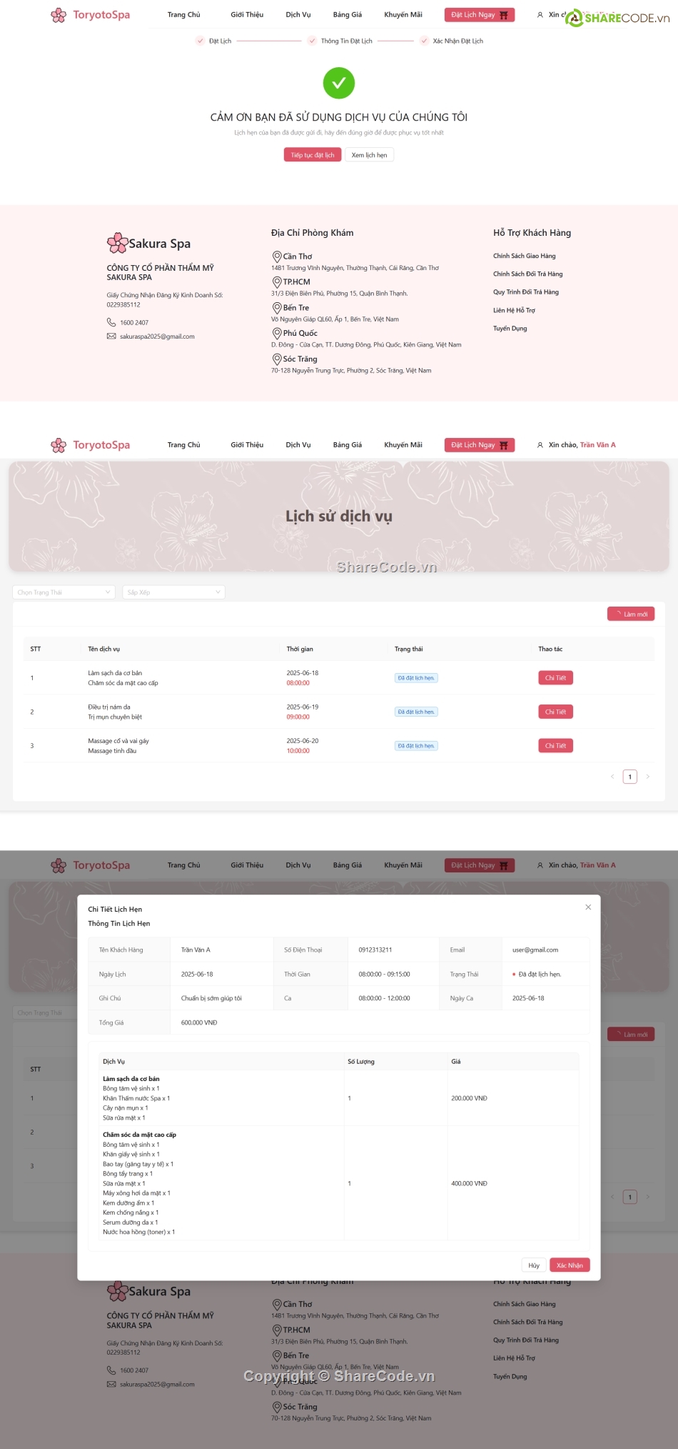 code dịch vụ spa,web spa,đồ án web laravel react,source code spa,sharecode spa,website spa
