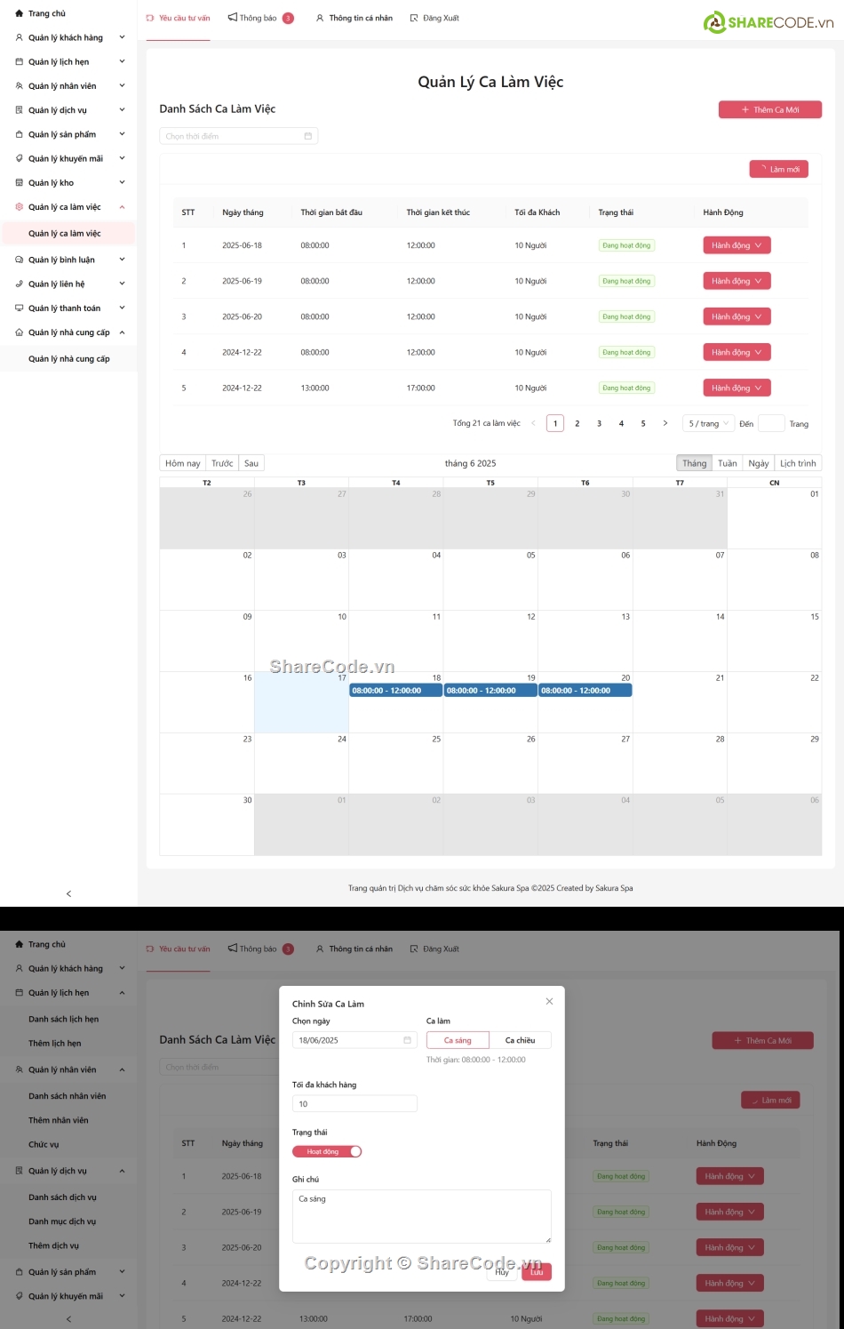 code dịch vụ spa,web spa,đồ án web laravel react,source code spa,sharecode spa,website spa