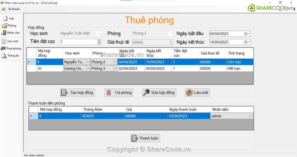 C#,winform c# quản lý kí túc xá,mô hình 3 lớp,c#,winform,sql server